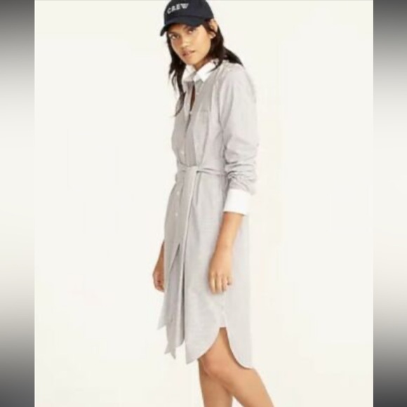 NWT J.Crew Classic-fit Crisp Poplin Shirtdress in Stripe - Picture 3 of 11